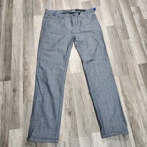 Chams Jeans Mens 38 Gray Straight Leg Embroidered Back Pockets Denim Casual